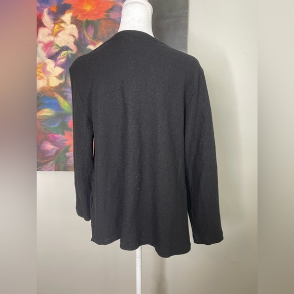 Eileen Fisher Black Wool Cardigan One Button Closure Long Sleeves Lagenlook M - Picture 5 of 11